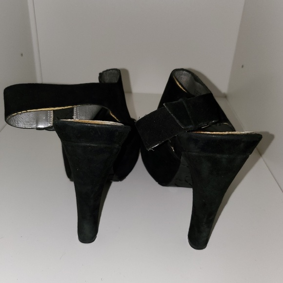 Jessica Simpson black suede peep toe strap back - Picture 5 of 8